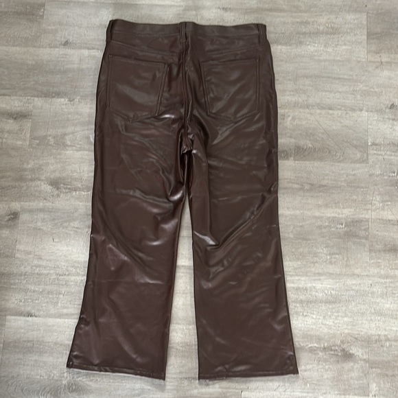 Brown Vegan Leather Cropped Bootcut Banana Republic Pants Sz 32/14 NWT - Picture 6 of 8